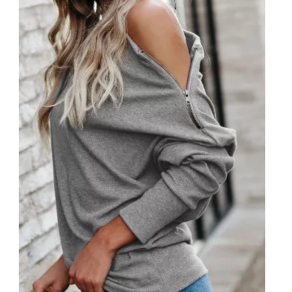 1 2x left💥New boutique ribbed knit zip sleeve top - Picture 4 of 12